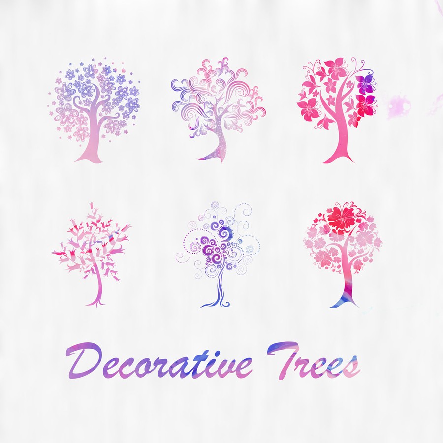 Photoshop brushes trees, ornament, silhouettes